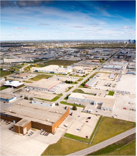 Aerial view overlooking the cargo campus towards Sargent Avenue